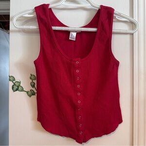 Streetwear Society Red Button-Front Tank Top